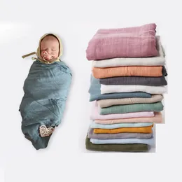 Summer Newborn Baby Swaddling Blankets Tulle Cotton Muslim Solid Color Babies Double Layers Soft Cotton Blanket Quick Drying Bath Towel U14