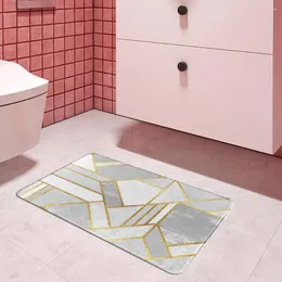 Alfombra De Baño Geométrico Azul Gris Terciopelo De Coral De ...
