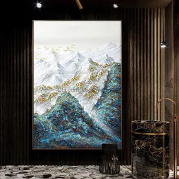 Arthyx Made Snow Mountain Landscape Painting On Canvas Abstract Gold Gold Modern Home Decor Art Pictures para sala de estar q230824