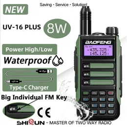 Walkie talkie baofeng militär UV 16 plus 8 W bärbar radiostation USB Typ C laddare uppgradering av UV 5R Original 16 FM 230823