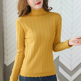 Maglioni femminili Tuangbiang Pallover in lana a costolette finti a torna 2023 Slim Women Elastic Galteini allungati Autunno Casualmente Casualmente Tops a maglia gialla