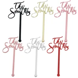 Other Event Party Supplies 50pcs Personalized Wedding Name Drink Stirrers Custom Hand Lettered Calligraphy Stir Swizzle Sticks Drink Tags Cocktail Bar 230824