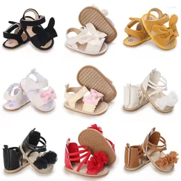 Sandals Summer Infant Baby Shoes Boy Girl First Walkers Toddler Flats Sandal Flower Soft Rubber Sole Anti-Slip Crib