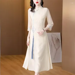 Sukienki swobodne 2023 Spring Fashion retro w chińskim stylu sukienka damska luźna luźna fit rekrea banquet banquet vestidos