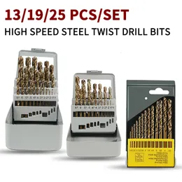 Drill Bits HSS Twist Bit Set M35 6542 4341 4241 Composite For lron Copper Aluminum Wood Plastic 13 19 25pcs Tools 230824