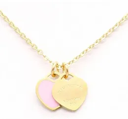 Pingente colares design marca coração amor colar para mulheres acessórios de aço inoxidável zircão verde rosa jóias presente gota entregar