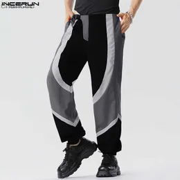 Incerun 2023 American Style New Mens Pantalons Patchwork Color Contrast 바지 레저 Hot Sale Male Hot Sale Long Pants S-5XLLF20230824.