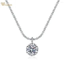 Łańcuchy Wong Rain 925 srebrne srebrne vvs1 3ex d 1-2CT prawdziwy diamenty moldsanite szlachetne naszyjnik na kobiety