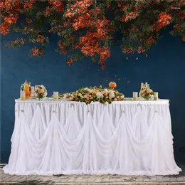 Spódnica stołowa luksusowe spódnice ślubne urodziny tiulowy obrus biały różowy okładka impreza baby shower świąteczny dom do domu dekoracja