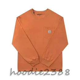 Carhart Klasik Küçük Etiket Cep Uzun Kollu T-Shirt Erkek ve Kadınların Gevşek Mürettebatı Çift Base Gömlek Trendi 1004-8