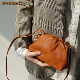 Evening Bags PNDME fashion cute genuine leather women's small clutch simple natural soft real cowhide mini shoulder messenger bag for girls 230823