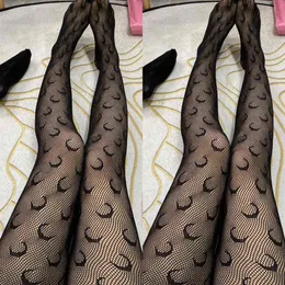 Spring Summer Fishnet Letter Tights Transparent Tights Fashion Moon Pattern Thin Pantyhose Plus size Sexy Panty Collant Y1130240r