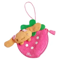 Keychains Lanyards Mocha Dog Strawberry Cute Plush Coin Purse Women Kawaii Bag Keychain Wallet Cartoon Anime Coin Purses Pouch Organizer Money Bag 230823