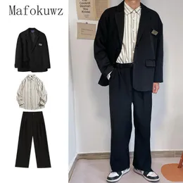 Men's Tracksuits Japanese Vintage Design Suit Set Spring Autumn Solid Color Premium Sense Minority Casual Blazer Men Women 230823