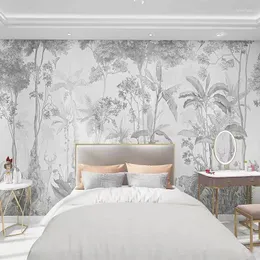 월페이퍼 사용자 정의 모든 Sizetropical Forest Wallpaper 벽화 침실 배경 3D 벽 스티커 홈 장식