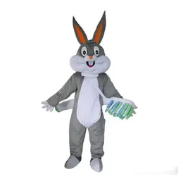 Halloween Adult size Grey Bunny Rabbit with Toothbrush Mascot Costume Carnival Festival Advertising Party Dress Halloween Birthday Party