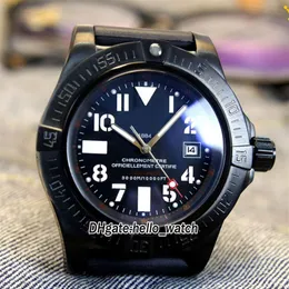 Nowy 45 mm data Seawolf A1733010 Black Dial Automatyczne PVD Czarna stalowa obudowa gumowa pasek Wysokiej jakości sportowe zegarki Hello Watch2266