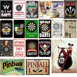 Play Darts Metal Sign Dart Game Tin Plate Vintage Wall Stickers Retro Style Shabby Metal Plaque Tin Sign for Home Club Bar Man Cave Game Hall Decor 30X20CM w01