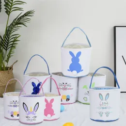 Ny påskkorg Egg Decorations Party Favor Rabbit Storage Basket Handhållen hink grossist CC