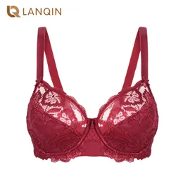 Bras não acolchoado cobertura total sutiã de renda floral para mulheres plus size lingerie com fio Fancy push up roupas íntimas B C D DD E F G H 230823