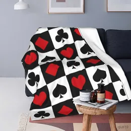 Cobertores Playing Card Planta corações Diamantes Clubes Chaves Moda Bedding Geométrica Prind Cobertoras Concutora Fluffy Soft Home R230824