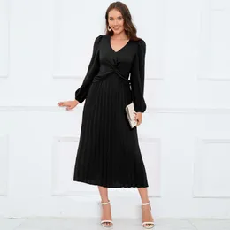 Ubranie etniczne długie rękawowe lapowe sukienka Casual Suniana impreza Nieregularna Maxi Fall Eleganckie damskie dashiki slim vestidos