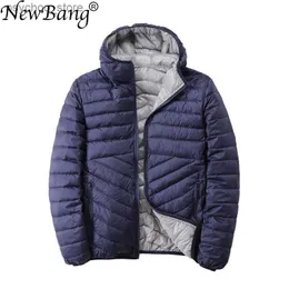 Newbang обратимой мужская куртка с детьми с капюшоном с капюшоном Ultra Light Down Jacket Men Осень зимняя двойная боковая перо Parka Q230823