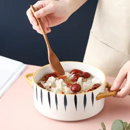 Miski ceramiczne miski domowe japońskie ryżowe ramen podwójne uszy przeciw sakierze z zupą sałatka