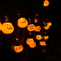 Halloween Pumpkin String Lights LED 3M 20 Lampor Vattentät orange batteri+USB -drivna dekorativa Twinkle Lights för inomhus sovrumsfestdekorationer