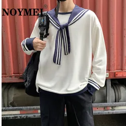 Men s Hoodies Sweatshirts NOYMEI Loose Fashionable Korean Style Sailor Suit Contrast Color Turn down Collar Autumn Sweatshirt Male Pullover WA2550 230823