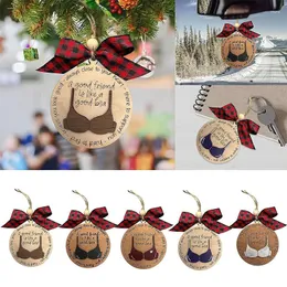 Weihnachtsdekorationen Lustige BH -Ornament Fun Holz hängende BHs Baum Anhänger Geschenke für Frauen Freundinnen