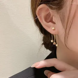 Kolczyki Dangle Dainty Gold Color Square Geometryczne łańcuchowe sześcian Linia ucha dla kobiet biżuteria Aretes de Mujer