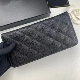 Topp lyxig designer caviar plånbok äkta läder långa affärskoppling man kvinnor verklig läder c kredit id korthållare mynt handväska handväska med låda
