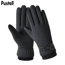 Cinco Dedos Luvas Moda Feminina Inverno À Prova de Vento À Prova D 'Água Interna De Pelúcia Quente Mittens Lady Touch Screen Pele Amigável Mulheres Macias 230824