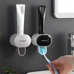 Bath Accessory Set Storage Rack Save Space Gray Wall-mounted Toothpaste Squeezer Lazy Bathroom Supplies Innovation Dispenser