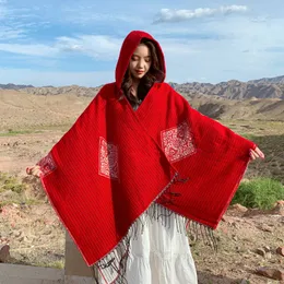 Scarves Korean Fashion Women's AllMatch sjal Autumn Winter Cashmere Scarf Thicked Dualuse Cloak Coat Pashmina 230823