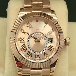 Высококачественные роскошные часы Sky Dweller 18K Brose Gold Bracelet Gold Dial 326935 Механические автоматические мужские часы Roman Digital2815