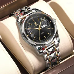 Wristwatches Mens Watches Top Man Quartz Watch Stainless Steel Waterproof Luminous Date Week Men Male Relogio Masculino