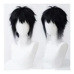 Cosplay Wigs Bungo Bungou Stray Dogs Ryunosuke Akutagawa Short Black with Wig Wig Hair Cosplay Costume Caps Cap 230824