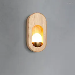 Wall Lamp Nordic Solid Wood LED Lamps Bedroom Bedside Living Room Decorative Lighting TV Decor Sconce Kitchen Light Fixture