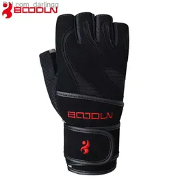 Boodun Leather Men's Half Finger Crossfit Gloves Non Slip Gym Fitness Gloves Dumbbell Sports Bodybuilding Weight Lifting Gloves Q230825