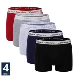 Underpants High Quality Boxer Shorts Mens 4PCS Underwear Soft Boxers Cotton Men Solid Plus Size Comfort Branding 230824