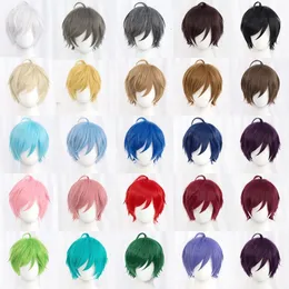 Cosplay Wigs Fashion Short Cosplay Wig Multi Colors Straight Peluca Synthetic Anime Hair Cosplay Heat Resistant Party Wigs 230824