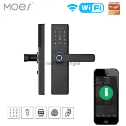 Moes Tuya WiFi Multiple Låsa upp fingeravtryck Lock Security Intelligent Lock med Smart Life App Lösenord RFID Dörrlås HKD230825