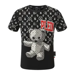 Plein Bear TシャツメンズデザイナーTシャツブランド衣類ラインストーンPP頭蓋