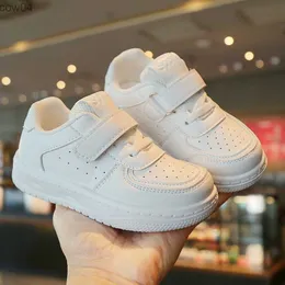Sneakers Fashion Platform Shoes for Children Hook Loop Sneakers All-White Casual Shoes Spring Autumn Flat Heel Tenis Shoes Kids G02133 L0825