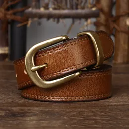 Waist Chain Belts 2 8cm Width Women Genuine Leather Belt For Female Cowskin Strap Casual Copper Buckle Ladies Designer High Quality 230825