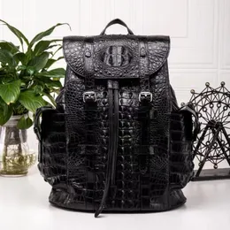 Backpack 2023 Luxury Crocodile Skin Men's Genuine Leather Back Pack For Man Casual Business Large Capacity 45