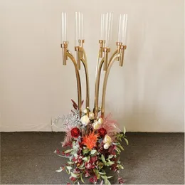 Candle Holders 4 PCS Metal Candelabra Acrylic Wedding Table Centerpieces Flower Stand Holder Candelabrum For Home Decor