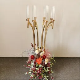 Ljushållare 4 datorer Metal Candelabra Akryl Bröllopsbord Centerpieces Flower Stand Holder Candelabrum för heminredning